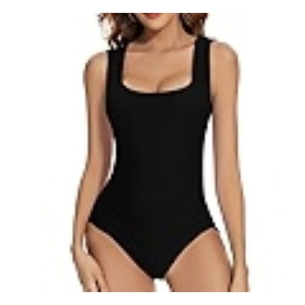 Shinestar Black L‎ Leotard Bodysuit Stretch Thigh High Snaps Ribbed Terry Goblin